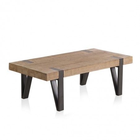 Mesa de centro estilo industrial 120x60x40h en madera de abeto