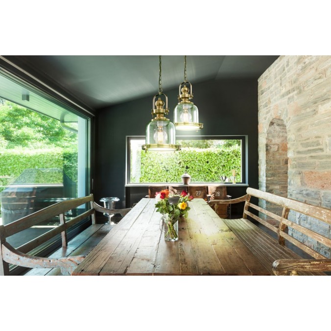 Lámpara colgante Vintage 26cm metal cuero