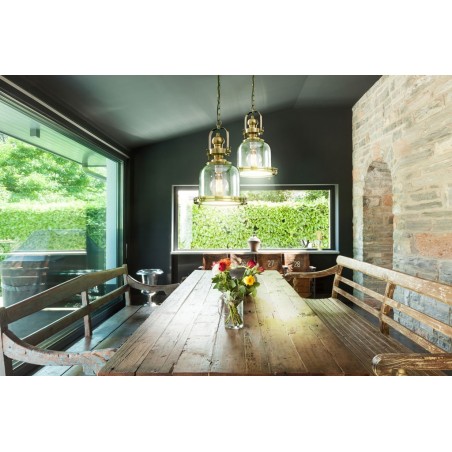 Lámpara colgante Vintage 26cm metal cuero