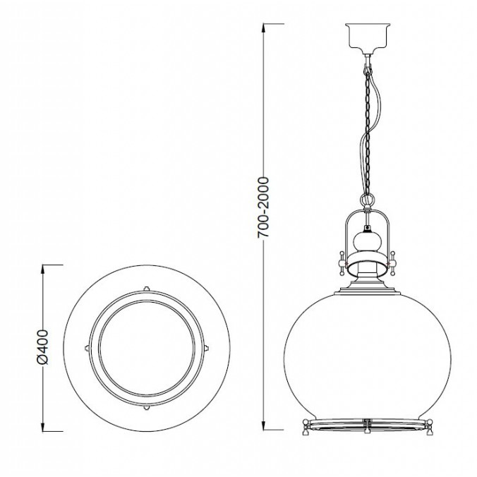 Lámpara esfera Vintage 40cm metal cuero