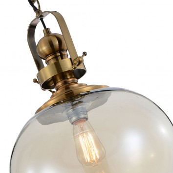 Lámpara esfera Vintage 33cm metal cuero 2