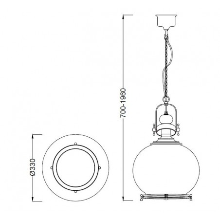 Lámpara esfera Vintage 33cm metal cuero