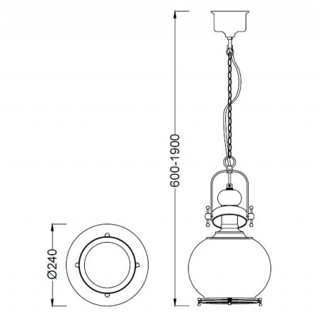 Lámpara esfera Vintage 24cm metal cuero