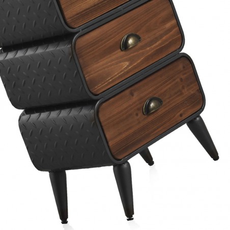 Mesita vintage3 cajones hierro y madera de pino