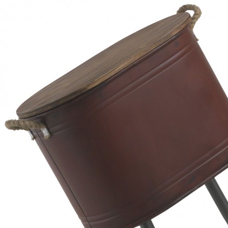 Mesita vintage hierro y superficie madera de pino