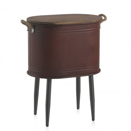 Mesita vintage hierro y superficie madera de pino