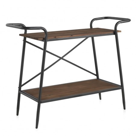 Consola vintage industrial 118x45cm hierro y madera