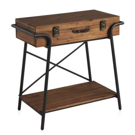 Consola maleta vintage 85x49cm hierro y madera