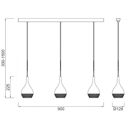 Lámpara techo 3 luces Khalifa cromo