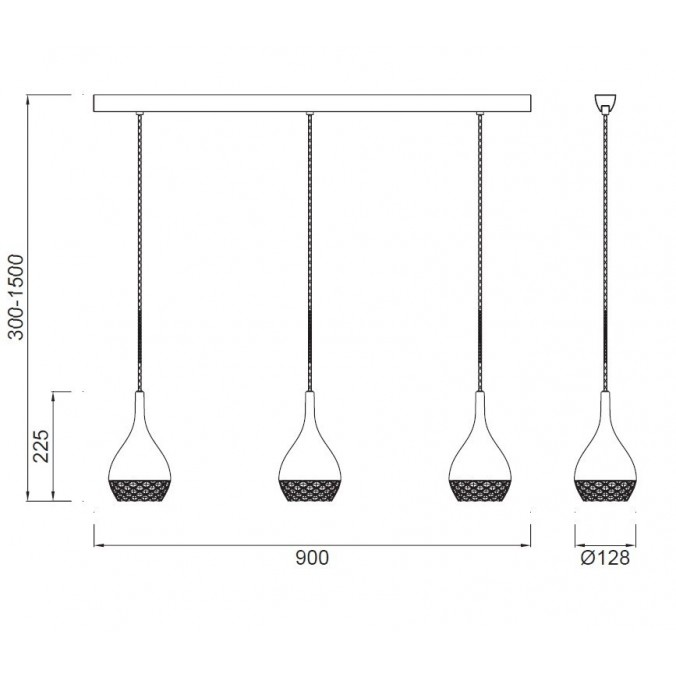 Lámpara techo 3 luces Khalifa cobre