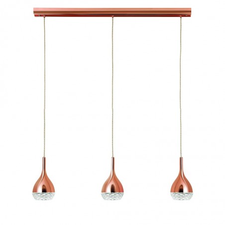 Lámpara techo 3 luces Khalifa cobre
