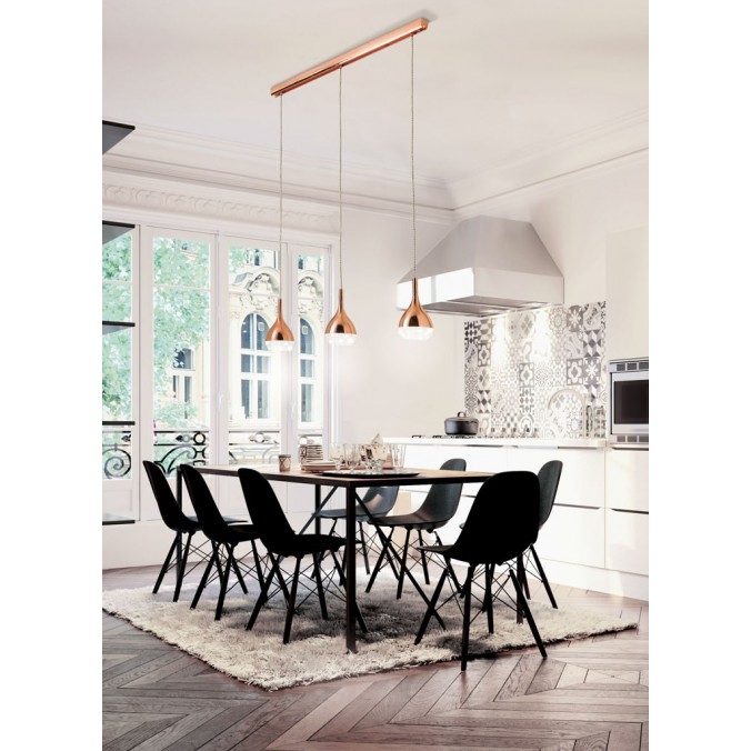 Lámpara techo 3 luces Khalifa cobre