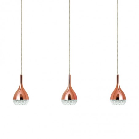 Lámpara techo 3 luces Khalifa cobre