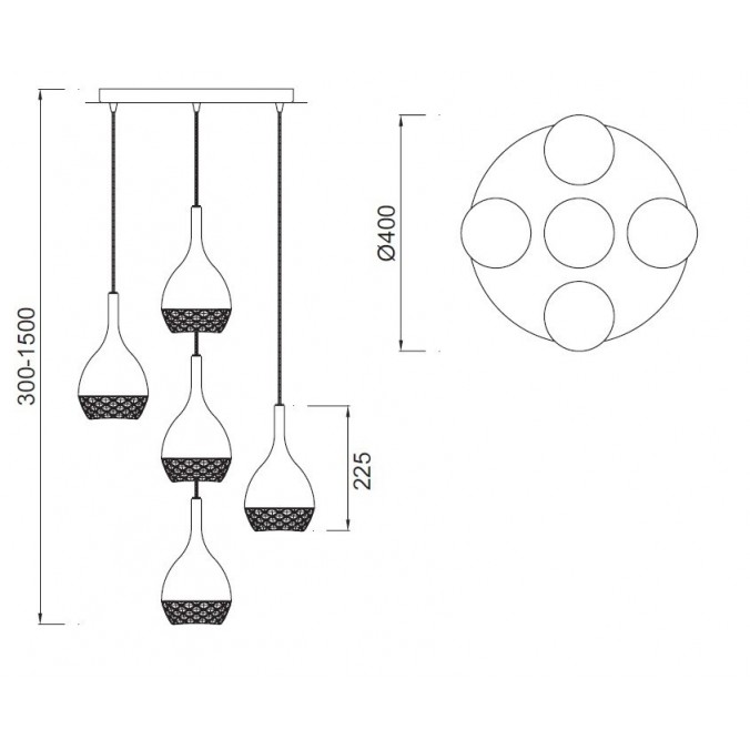 Lámpara techo redonda 5 luces Khalifa