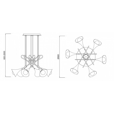 Lámpara techo 6 luces estilo JAZZ