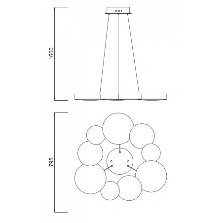 Lámpara de techo suspensión led LUNAS 80cm
