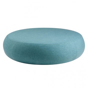 Puff 100cm tapizado tela azul y estructura madera
