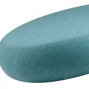 Puff 100cm tapizado tela azul y estructura madera 2