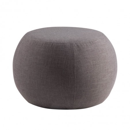 Puff 53cm tapizado tela gris estructura madera