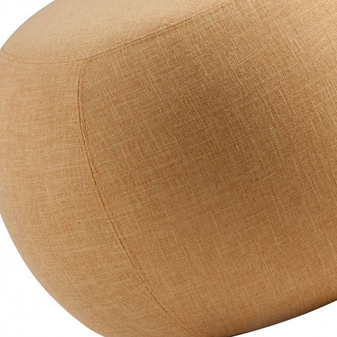 Puff 53cm tapizado tela mostaza estructura madera