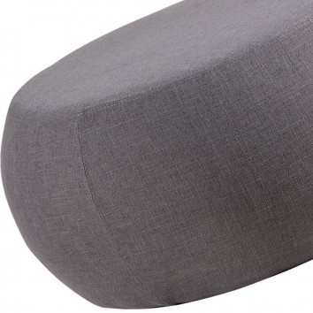 Puff 75cm tapizado tela gris estructura madera 2