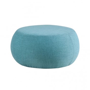 Puff 75cm tapizado tela azul estructura madera