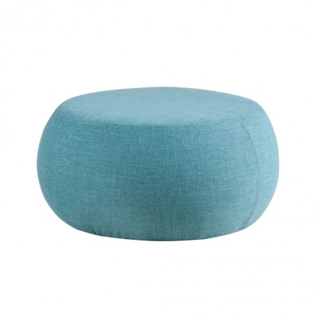Puff 75cm tapizado tela azul estructura madera