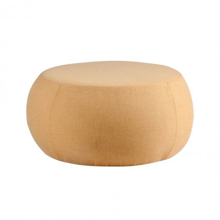 Puff 75cm tapizado tela mostaza estructura madera