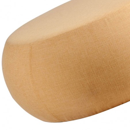 Puff 75cm tapizado tela mostaza estructura madera