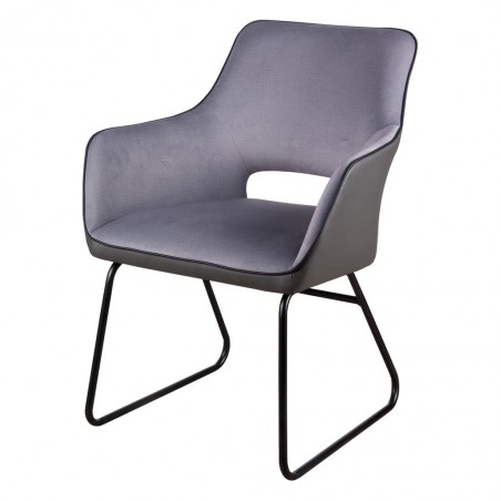 Sillón DELIA gris claro tapizado tela y polipiel