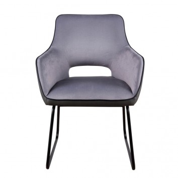 Sillón DELIA gris claro tapizado tela y polipiel 2
