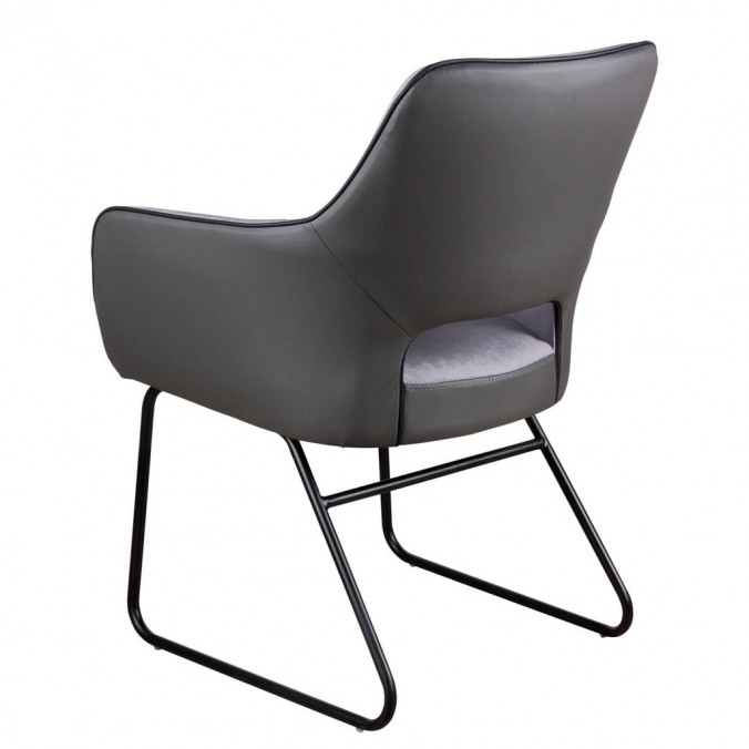 Sillón DELIA gris claro tapizado tela y polipiel