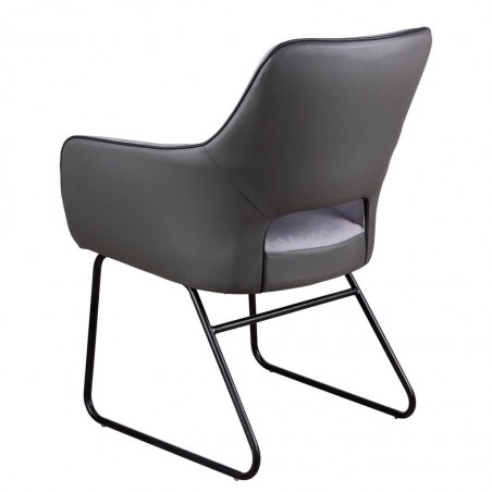 Sillón DELIA gris claro tapizado tela y polipiel