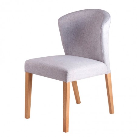 Silla ALINA tapizado gris claro y patas de roble