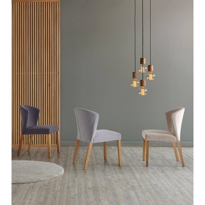 Silla ALINA tapizado gris oscuro y patas de roble