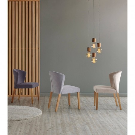 Silla ALINA tapizado gris oscuro y patas de roble