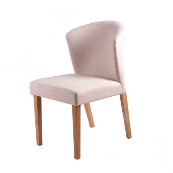 Silla ALINA tapizado beige claro y patas de roble