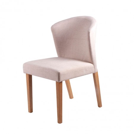 Silla ALINA tapizado beige claro y patas de roble