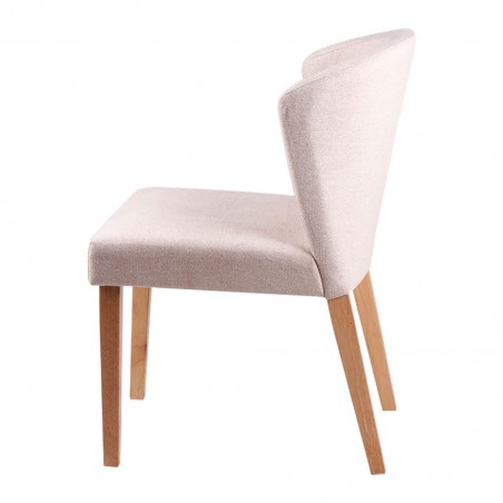 Silla ALINA tapizado beige claro y patas de roble