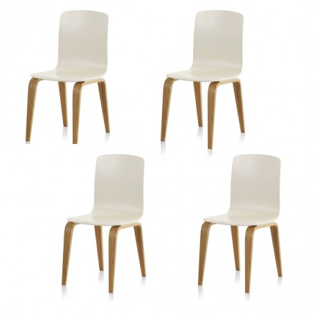 PAck 4 sillas estilo nórdico 42x53x88h contrachapado roble