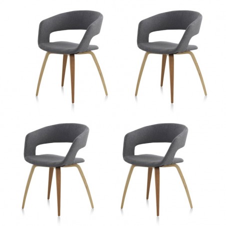 Pack 4 sillas estilo nórdico 57x53x77h contrachapado roble