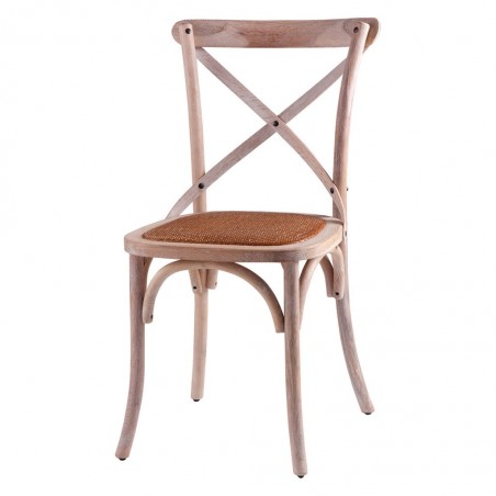 Silla vintage ARIANA madera tono roble y rattan