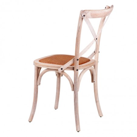 Silla vintage ARIANA madera tono roble y rattan