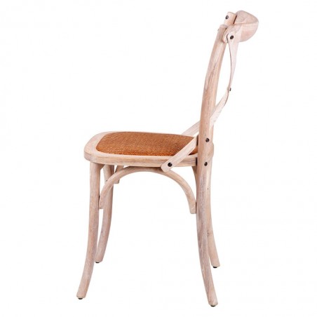 Silla vintage ARIANA madera tono roble y rattan