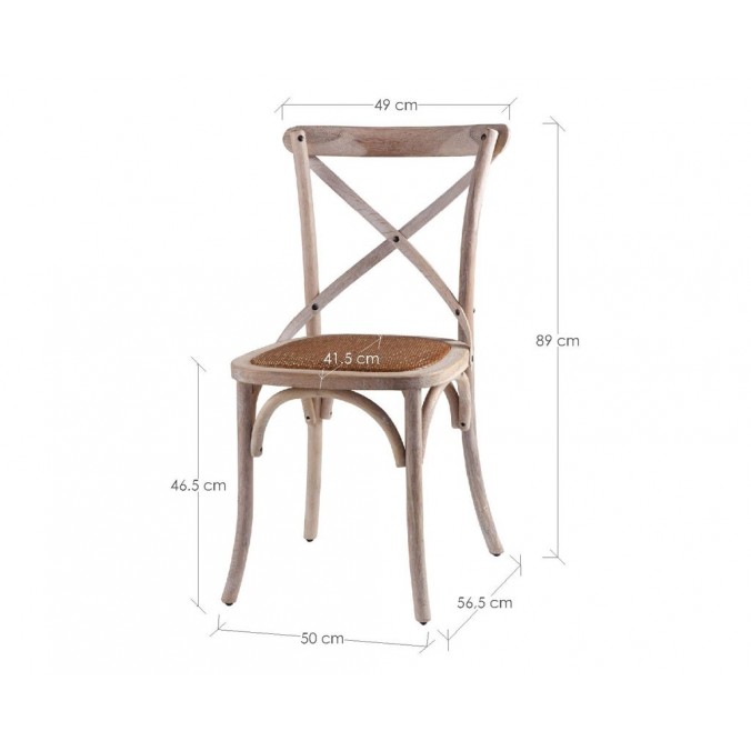 Silla vintage ARIANA madera tono roble y rattan