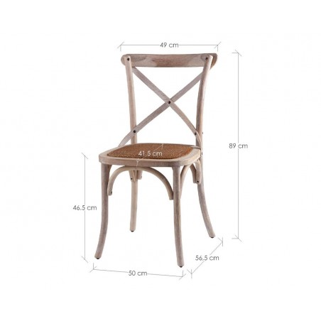 Silla vintage ARIANA madera tono roble y rattan
