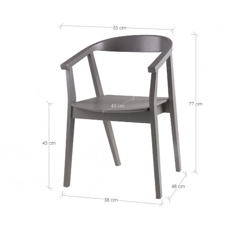 Silla vintage DONNA gris fabricada en madera