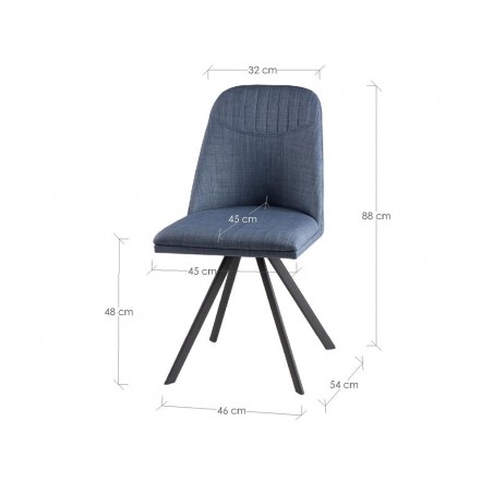 Silla giratoria CRIS color azul tapizada en tela