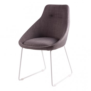 Silla diseño ALBA tapizado gris y patas color blanco