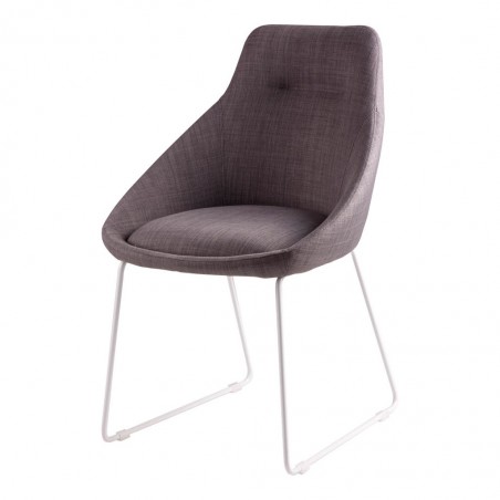 Silla diseño ALBA tapizado gris y patas color blanco